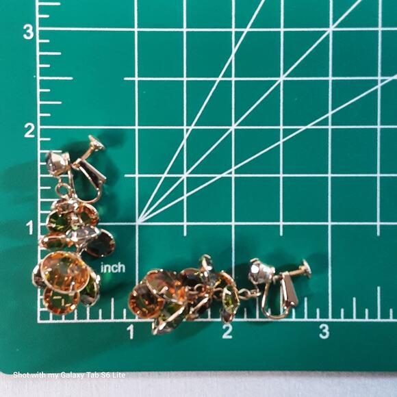 Dangle Drop Earrings Multicolor Cluster Round Faceted Luminescent Stones - Picture 7 of 7